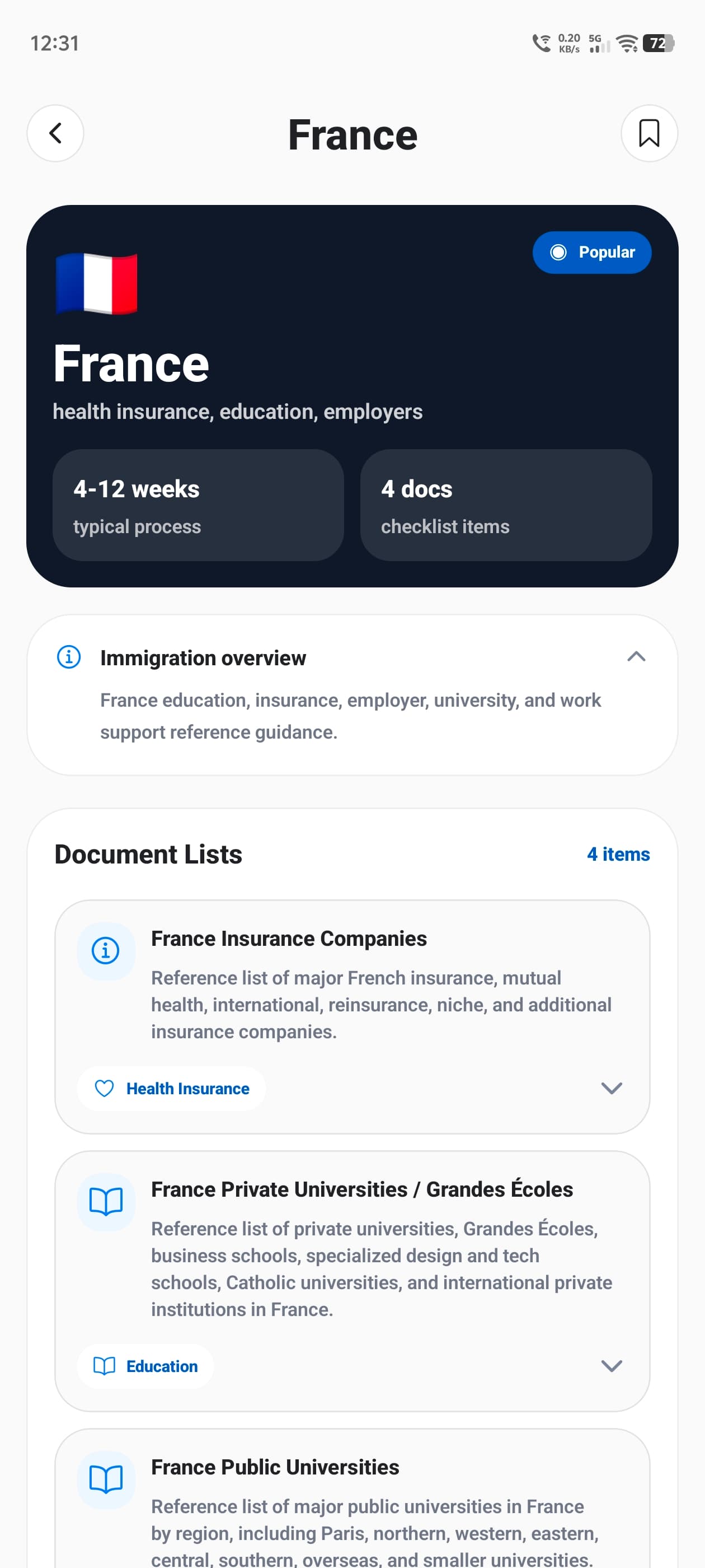 EU Work Support France guidance screen